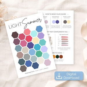 Light Summer Personal Color Palette Style Guide | Seasonal Color Analysis Tool | 12 Season Palette | Wardrobe Color Guide | Stylist Gift