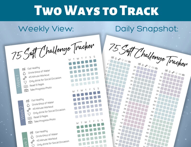 75 Soft Challenge Tracker Printable | Fitness Progress Tracker ...