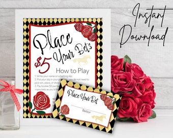 Kentucky Derby Betting Cards and Sign Printable Decor | Instant Download | Run for the Roses Printable | DIY Derby Party