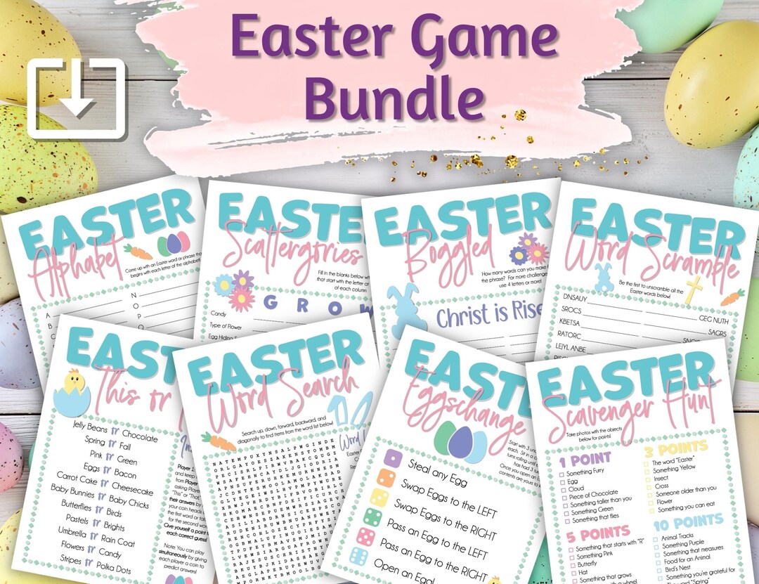 Easter Game Bundle Instant Digital Download Printable for Kids | Sunday ...