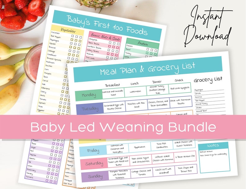 Baby Led Weaning Food List and Planner Weekly Meal Planner Etsy UK