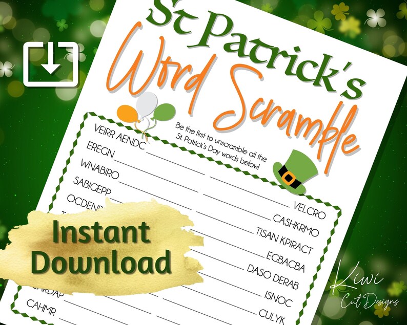 St Patrick's Day Word Scramble Printable Game Word | Etsy