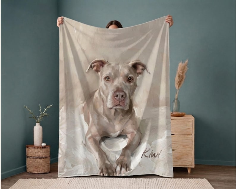 Personalized Dog Photo Blanket | Custom Pet Portrait Blanket | Dog Memorial Gift | Pet Face Blanket | Dog Lover Gift | Pet Bereavement Bild 1
