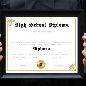Homeschool Diploma Blank Template | DIY Custom High School Diploma | Fill-In Certificate Template | Printable Replacement Diploma