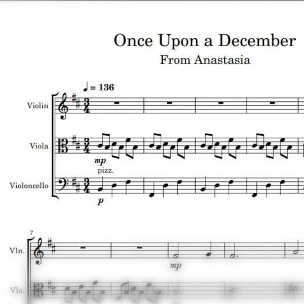 Once Upon a December from Anastasia - Sheet Music for Violin, Viola, Cello