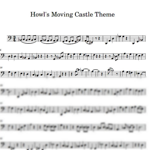 Howl's Moving Castle Theme - for cello (SOLO)