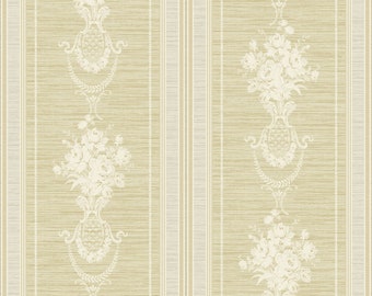 Casa Mia Floral Cameo Stripe Paper Non - Pasted Strippable Wallpaper Roll (Cover 56.05 sq. ft.)