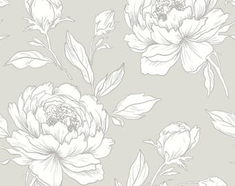 Casa Mia Peony Flower Blue Paper Non-Pasted Strippable Wallpaper Roll (Cover 56.00 Sq. Ft.)