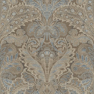 Casa Mia Oriental Damask Brown and Gold Paper Non-Pasted Strippable Wallpaper Roll (Cover 56.05 sq. ft.)