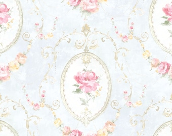 Casa Mia Medallion Flower Light Paper Non-Pasted Strippable Wallpaper Roll (Cover 60.75 sq. ft.)