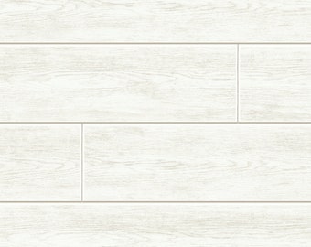 Wood Planks White Vinyl Peel and Stick Wallpaper Roll (Covers 30.75 sq. ft.)