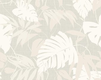 Tropical Leaf Linen Wallpaper: Floral Yarn Texture, Non-Pasted (60.75 sq. ft.)