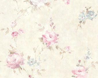 Casa Mia Spring Branch Beige and Rose Paper Non-Pasted Strippable Wallpaper Roll (Cover 56.05 sq. ft.)