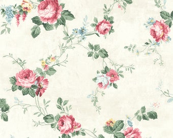 Casa Mia English Flowers Multicolor Paper Non-Pasted Strippable Wallpaper Roll