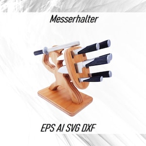 Plantilla de bloque de cuchillos de guerrero espartano (CDR, DXF, archivo de corte vectorial de madera), soporte para cuchillos de cocina, archivo digital para láser y CNC/Ai SVG, DXF, EPS