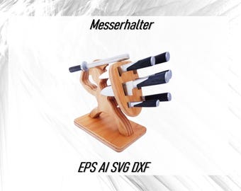 Spartan Warrior Knife Block template Cdr dxf wooden vector cut file,Kitchen Knife Stand Digital File For Laser and CNC | Ai SVG Dxf Eps