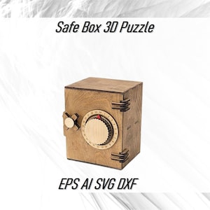 Cofre de corte a laser com fechadura 3D Puzzle Vector Files Ai Eps Cdr Svg Dxf, Cofre mecânico Download instantâneo de plantas digitais para CNC, Vox clair