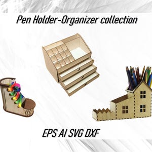 Porta-canetas para botas CNC Máquina de corte a laser Download instantâneo Cdr Svg Dxf Ai Arquivos vetoriais, Organizador de porta-canetas para casa, Estojo para lápis com gavetas