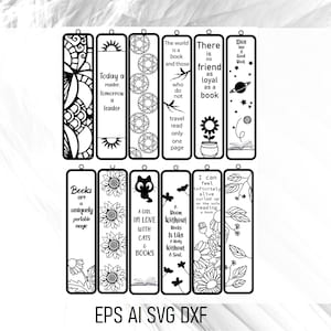Bladwijzer lasergesneden megabundel, afdrukbare bladwijzers CNC-bestanden | Book Lover Mega Bundle Gravering SVG, bladwijzersjablonen, bladwijzerlabeltags