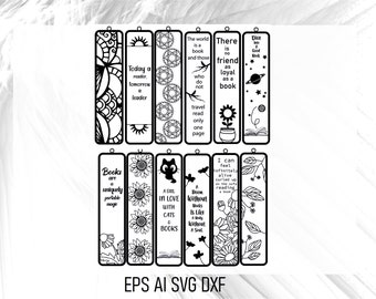 Bookmark Laser Cut Mega Bundle, Printable Bookmarks CNC Files | Book Lover Mega Bundle Engraving SVG,Bookmark templates,Bookmark label tags