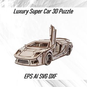 Lasergesneden luxe Super Car 3D-puzzel vectorbestanden CDR SVG DXF, 3D-model krachtige auto Instant download digitale blauwdrukken voor CNC Ai