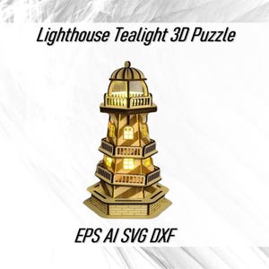 Laser Cut Lighthouse Tea light 3D Puzzle Vector Files SVG CDR DXF Eps Ai,Instant Download Lighthouse 3d Model Digital Blueprints for Cnc