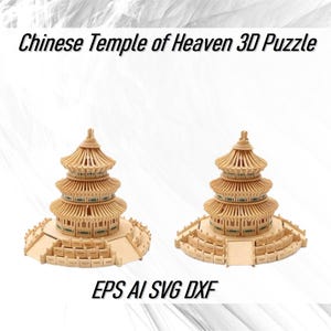 Temple du ciel chinois découpé au laser 3D Puzzle fichiers vectoriels CDR SVG DXF Ai Eps, temple du ciel historique chinois modèles numériques pour CNC