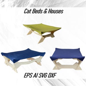 Laser geschnitten Holz Hängematte Vektor-Design CDR SVG DXF, Haustier Bett Sofortiger Download digitale Blueprints für Cnc, Welpen Bett Puzzle Haus Ai