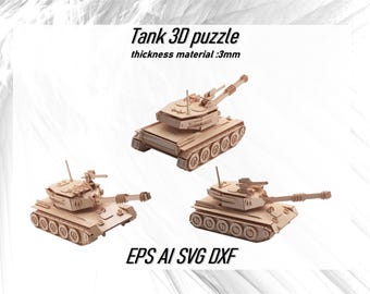 Laser Cut Wooden Tank 3D Puzzle Vector File with Instractions CDR DXF Ai CDR Instant Download,Perfect for model enthusiasts