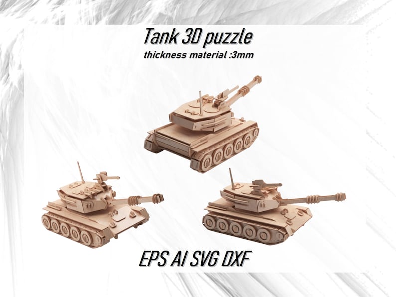Laser Cut Wooden Tank 3D Puzzle Vector File With Instractions CDR DXF ...