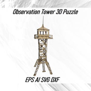 Laser geschnitten militärischer Aussichtsturm 3D Puzzle Vektordateien Ai Eps Cdr Dxf etc, Sofortiger Download Wachtturm 3D Modell Digitale Pläne für CNC