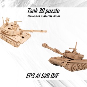Laser Cut Wooden Tank 3D Puzzle Vector File With Instractions CDR DXF ...