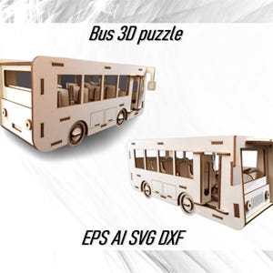 Bus 3D-model puzzel Svg | Retro bus lasergesneden | Retro auto lasercut-bestanden | Lasergesneden bestanden van 3D-automodel van bestelwagen | CNC-bestanden, minibuslaserontwerp