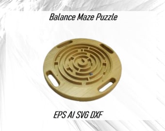 Laser Cut Balance Maze Puzzle Vector Files CDR SVG DXF,Instant Download Labyrinth Balance Puzzle Eps Ai Digital Pattern for Cnc