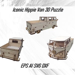 Classico furgone pick-up hippie, modello 3d campervan file di taglio laser CDR SVG DXF download immediato bus furgone retrò file di taglio laser piani router CNC
