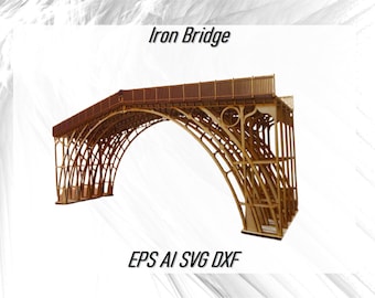 Iron Bridge Miniature 3D model vector cutting plan Birdge 3D Puzzle Model Plywood File CDR DXF SVG  Ai Vector Files Download