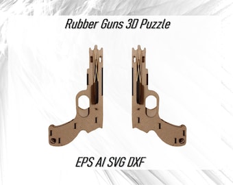 Rubber Band Gun SVG Bundle, 3D Puzzle, Laser Cut Files (Digital Download)