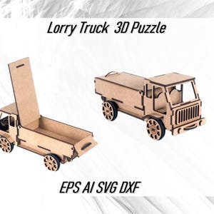 Corte a laser Caminhão Caminhão 3D quebra-cabeça Arquivos vetoriais digitais, CNC planos digitais Svg Dxf Ai Eps Cdr Download instantâneo, Quebra-cabeça 3D Camion