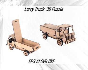 Laser cut Lorry Truck 3D puzzle Digital Vector Files,Cnc digital plans Svg Dxf Ai Eps Cdr Instant Download,Puzzle 3D Camion