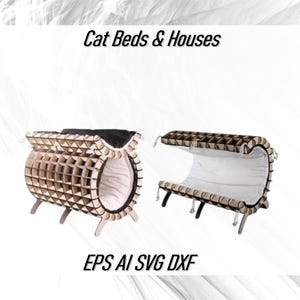 Laser geschnittene Holz Katze Haustier Haus digitaler Download Dateien SVG DXF für CNC-Fräser, Laser geschnitten Vektor-Pläne Haustier Haus Cdr, 2-Wege-Katzenbett Puzzle Haus