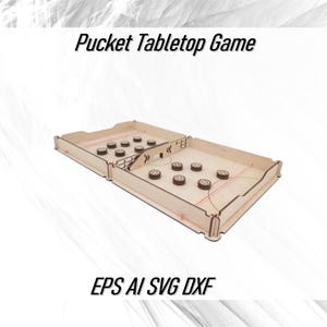 File vettoriali del gioco da tavolo Pucket tagliato al laser CDR DXF SVG, download immediato dei piani digitali del gioco da tavolo Pucket Eps per CNC, Slingshot Hockey Ai