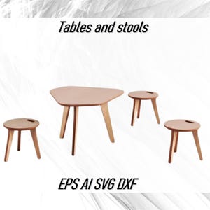 Laser geschnitten Tisch mit Hocker Vektor-Dateien CDR SVG DXF, Kinder Esstisch und Stühle Sofortiger Download Digitale Pläne, Cnc Basteln
