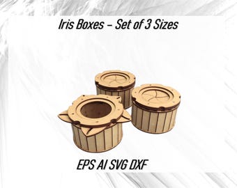 Laser Cut Iris Box puzzle Vector Files Eps Ai Cdr Dxf Svg,Instant Download Iris Mechanism Puzzle Boxes Digital Patterns for CNC Cut Machine
