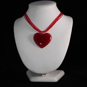 Large Sparkling Red Heart Necklace