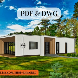 Modern huisplan met 3 slaapkamers | 126 m² | Imperiaal + metrisch | DWG-bestanden inbegrepen