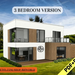 Modern House Plan | 3 Bedroom | Net area 130 sqm (1400 sq ft) | Imperial + Metric | DWG included | Contact for customizations