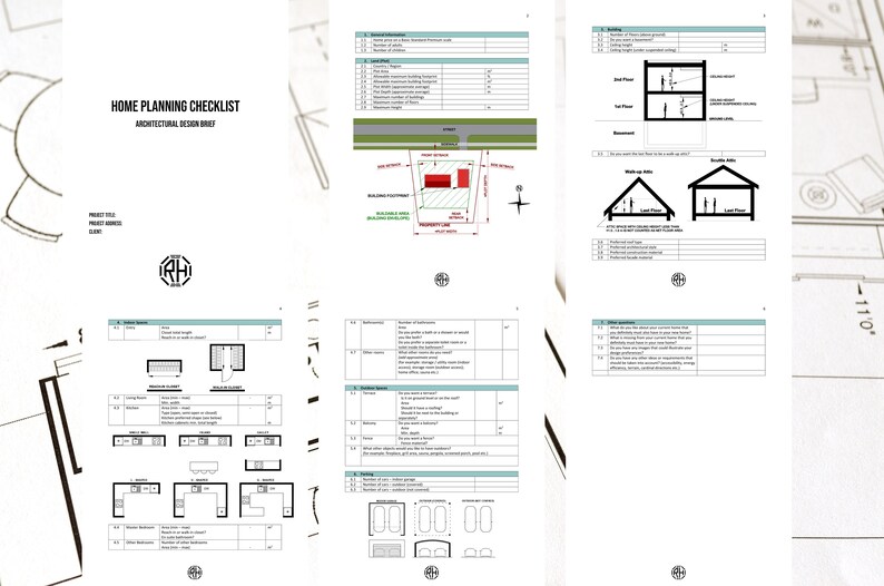 Home Planning Checklist Architectural Design Brief Etsy