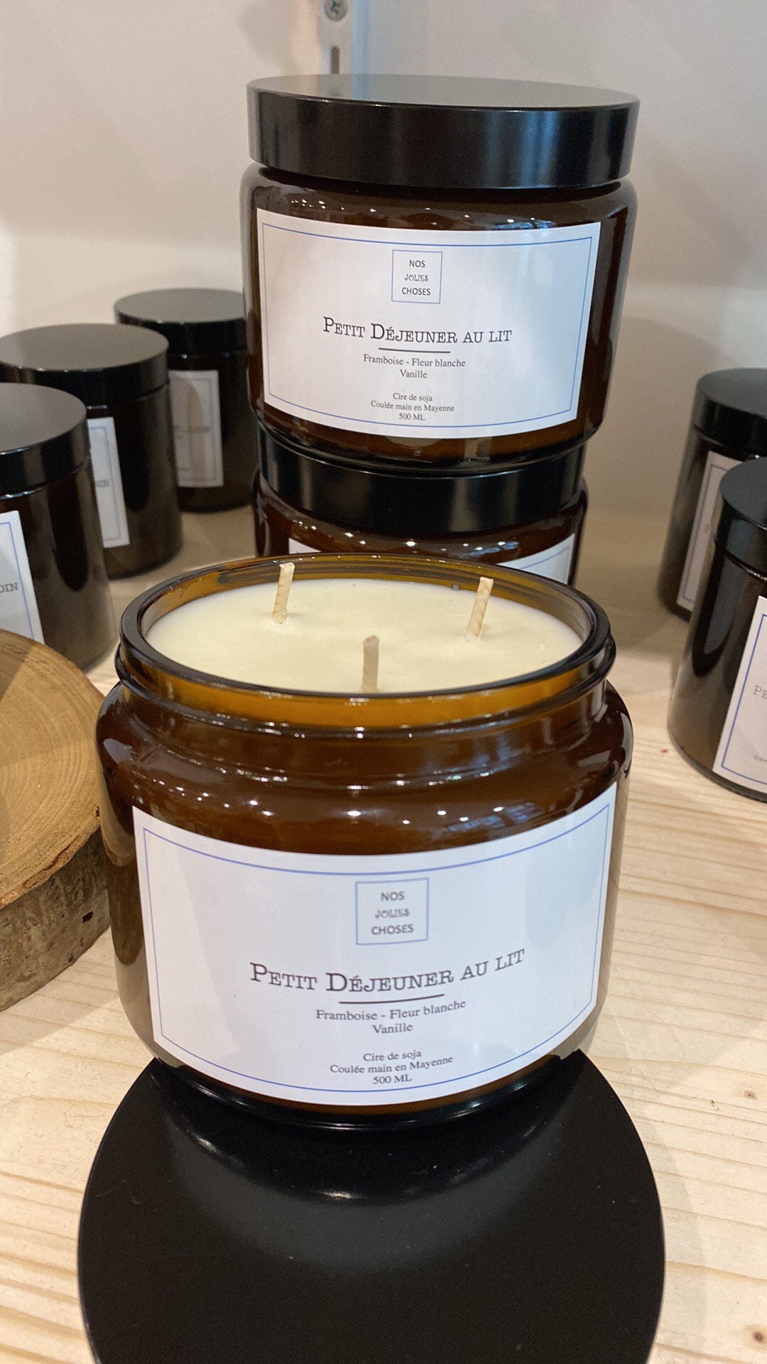 Bougie Parfumée Framboise - Fleur Blanche- Vanille 500Ml