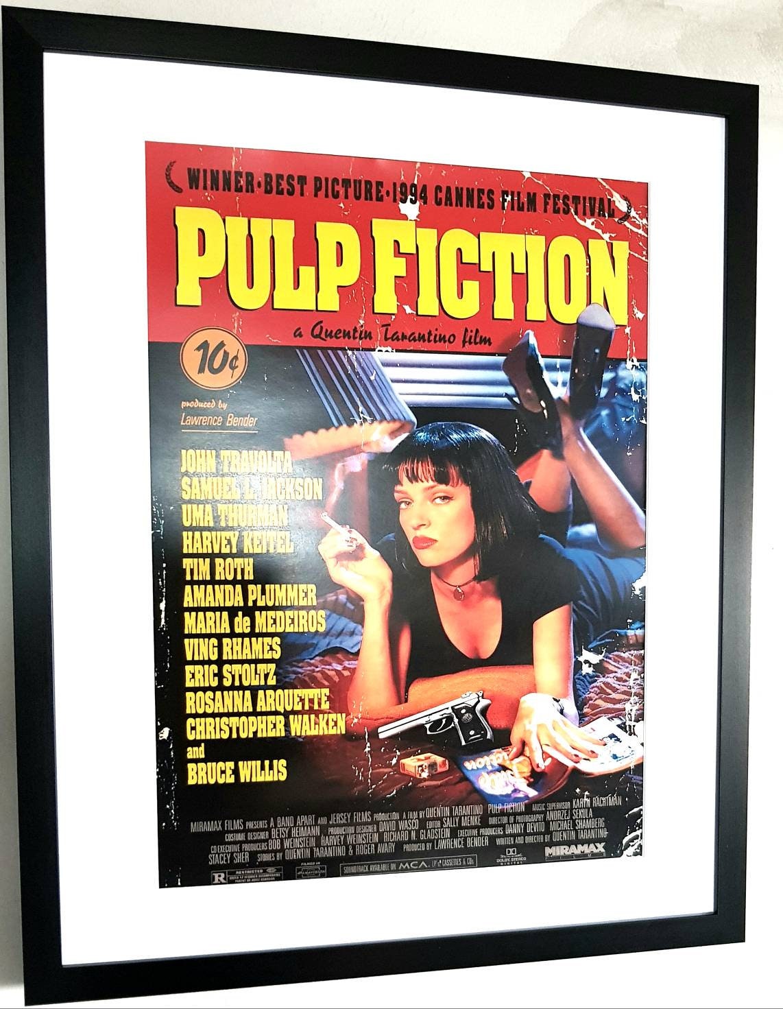 Pulp Fiction Film Poster, Mia and Vince, Uma Thurman, John Travolta,  Quentin Tarantino, Jack Rabbit Slims, Original Art Print 