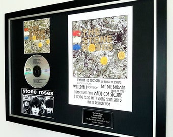 The Stone Roses luxury framed montage-ORIGINAL CD/Cover-Metal Plaque/fools gold